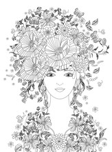Fairy Girl With Blossom Hairstyle In Fancy Flower Dress For Your