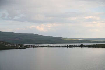 Lake Aktas and Kenarbel Village.Cildir district of Ardahan City.