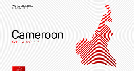 Wall Mural - abstract map of cameroon with red circle lines