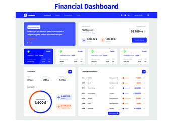 Financial Dashboard UI Kit. Suitable for money, wallet, finance and bank purpose