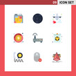 Set of 9 Modern UI Icons Symbols Signs for device, profit, flight, finance, budget