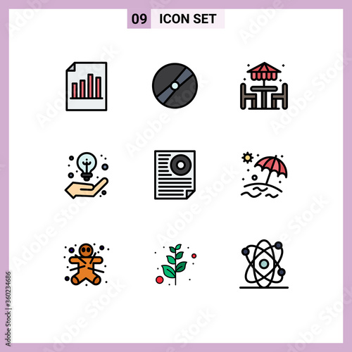 Fotomural Group of 9 Modern Filledline Flat Colors Set for creative idea, idea, pokeball,
