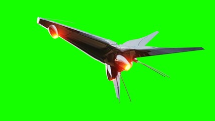 Canvas Print - sci fi fufturistic ship. concept of future. green screen. realistic 4k animation.