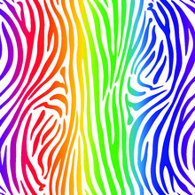 Zebra Seamless Pattern In Rainbow Colors.