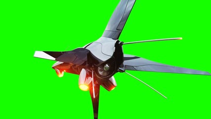 Canvas Print - sci fi fufturistic ship. concept of future. green screen. realistic 4k animation.