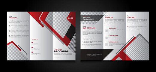 Brochure Design. Corporate Trifold Brochure, Business Brochure, Poster. Red color fold Brochure 