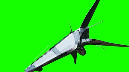 Canvas Print - sci fi fufturistic ship. concept of future. green screen. realistic 4k animation.