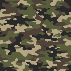 Wall Mural - Camo pattern vector seamless pattern forest background