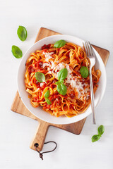 Sticker - tagliatelle pasta with tomato sauce parmesan basil