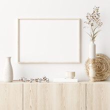 Mock Up Frame In Home Interior Background With Minimal Decor, 3d Render