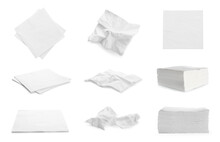 Set With Paper Napkins On White Background