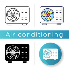 Wall Mural - Split air conditioner icon. Linear black and RGB color styles. Interior environment refrigeration system. Domestic cooling or heating appliance. Mini split AC Isolated vector illustrations