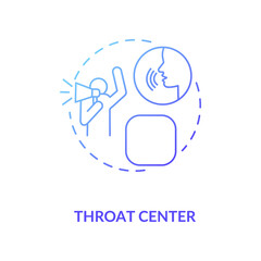 Throat center blue gradient concept icon. Personal manifestation. Ability to speak. Chakra in body system. Human design idea thin line illustration. Vector isolated outline RGB color drawing