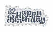 © NetArt - 32nd Happy Birthday lettering, 32 years Birthday beautiful typography design with dots, lines, and leaves.