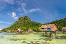 Still Houses Of The Bajau Laut Sea Gypsies, Bodgaya Island, Tun Sakaran Marine Park, Semporna, Sabah, Borneo, Malaysia