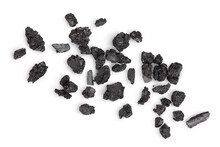 Particles Of Charcoal Isolated On White Background With Clipping Path And Full Depth Of Field