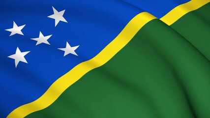 Wall Mural - Solomon Islands National Flag - 4K seamless loop animation of the Solomon Islander flag. Highly detailed realistic 3D rendering