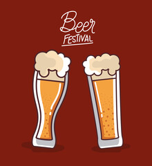 Beer glasses design, Festival day pub alcohol bar and drink theme Vector illustration