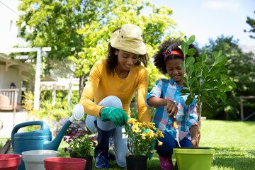 Wall Mural - Family gardening together