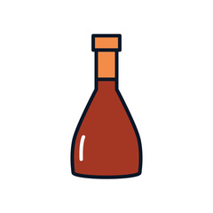 Sticker - rum bottle icon, line fill style