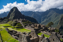Elevated View Of Inca Ruins, Machu Picchu, Cusco, Peru, South America