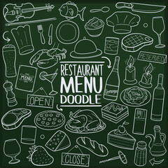 Restaurant Menu Traditional Doodle Icons Sketch Hand Made Design Vector Chalkboard