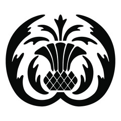 Wall Mural - Stylized thistle flower. Black and white silhouette. heraldic logo style.