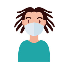 Poster - man with rasta wearing medical mask flat style