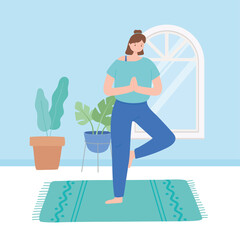 Sticker - woman practicing yoga pose exercises, healthy lifestyle, physical and spiritual practice