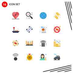 Wall Mural - Mobile Interface Flat Color Set of 16 Pictograms of healthy, diet, search, laboratory, earth