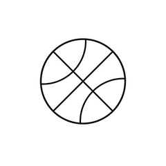 Wall Mural - Vector black outline flat basketball ball isolated on white background