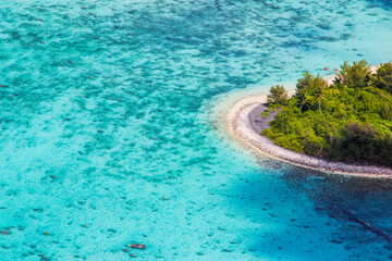 Rarotonga breathtaking stunning views from a plane of beautiful beaches, white sand, clear turquoise water, blue lagoons, Cook islands, Pacific islands