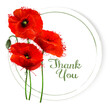 Natural getting card with red poppies flowers. Vector.