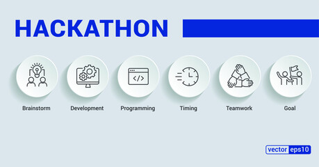 Banner Hackathon design sprint-like event - Vector Illustration Concept with keywords and icons. EPS 10.