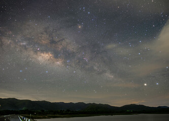 Wall Mural - Observers at night have stars, milky way and galaxies filled the dark sky.