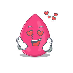 Sticker - A passionate makeup sponge cartoon mascot concept has a falling in love eyes