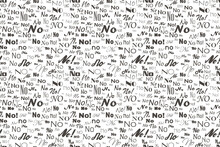 Say No. Negative Reply. Refuse And Disagree Word Pattern. Vector Answer No Seamless Text Background. Lettering Textile Texture Graphic Illustration