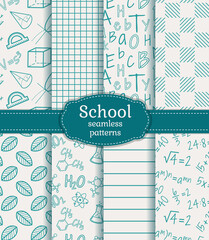 School seamless patterns. Vector set.