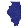 High Quality map of Illinois is a state of United States of America with borders of the counties