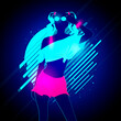 © Black White Mouse - Vector Illustration Young Beautiful Girl In 80s Retro Color Look