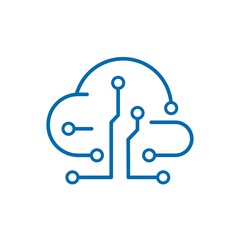 Wall Mural - cloud electronic service. information traffic. vector linear icon isolated on white background.