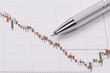 © Dzmitry - Technical chart of financial instruments on a table with a metal ballpoint pen.