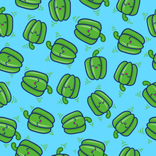 Pattern Green Pepper Seamless, Cute Green Pepper Background, For Banner Wall Wallpaper Pattern Can Be Editable Eps File, Etc