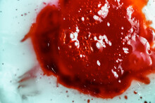 Photo Of Sticky Bubbled Red Liquid, Close-up