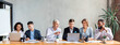 © Prostock-studio - Happy Coworkers Working Together Discussing Project Sitting In Office, Panorama