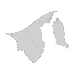 Wall Mural - Map of Brunei divided to regions. Outline map. Vector illustration.