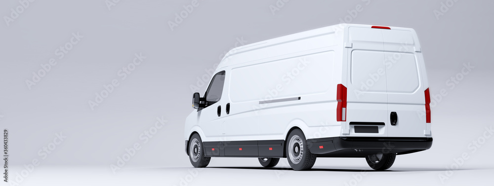 Commercial van truck on white background. Transport and shipping - obrazy, fototapety, plakaty 