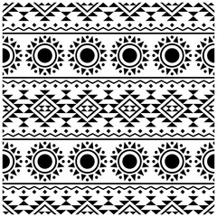 Native seamless pattern design vector in black white color