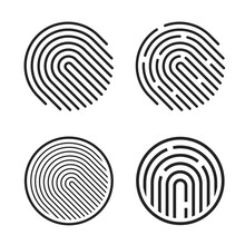 Fingerprint Icon Vector Or Finger Print Symbol Button For Security Biometric Thumb Id Identification Set Isolated On White Background Clipart