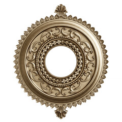 Wall Mural - Classic golden round frame with ornament decor isolated on white background